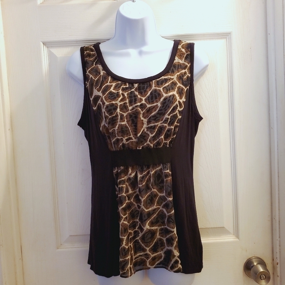 T Tahari animal print tank top Small - Picture 1 of 8